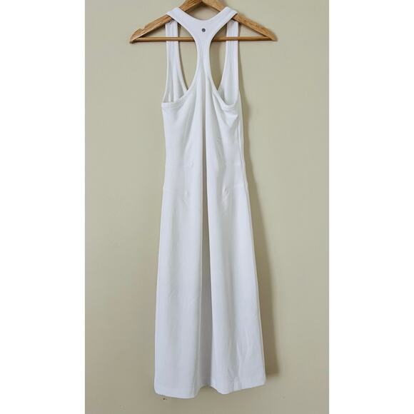 All Saints Maki Midi Dress White Racerback Stretch Bodycon Lined US 6 Scoop Neck - Picture 6 of 7